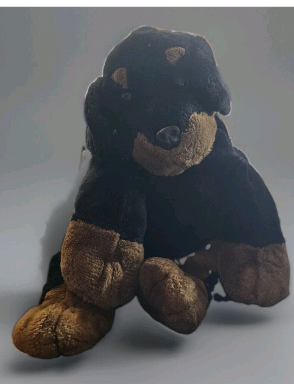Rottweiler Dog Stuffed Animal Big Plush Large black & tan dog  17" Tag Missing